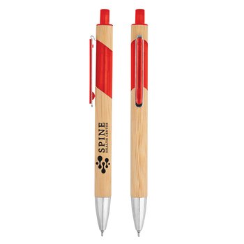 Color Pop Bamboo Click-Action Pen - Personalization Available from Positive Promotions