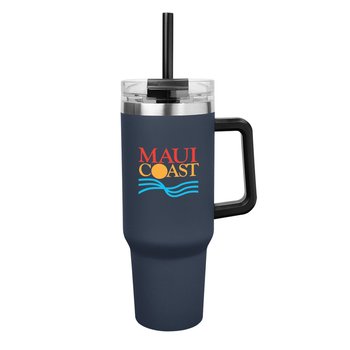 Mega Stainless-Steel Tumbler 40 oz. With Straw - Full-Color Personalization Available from Positive Promotions