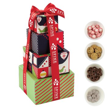 Holiday Luxe Treat Tower - Set of 4 - One-Color Personalization Available from Positive Promotions
