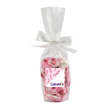 Breast Cancer Awareness Pink Pretzels in Bag - Full-Color Personalization Available from Positive Promotions