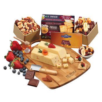Artful Elegance Spread with Bamboo Charcuterie Board - Fire-Branded Personalization Available from Positive Promotions