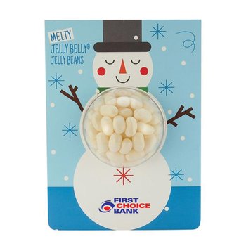Snowman Billboard Candy Card with Coconut Jelly Beans - Full-Color Personalization Available from Positive Promotions