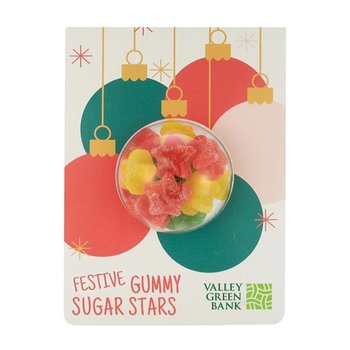Ornament Billboard Candy Card with Gummy Sugar Stars - Full-Color Personalization Available from Positive Promotions