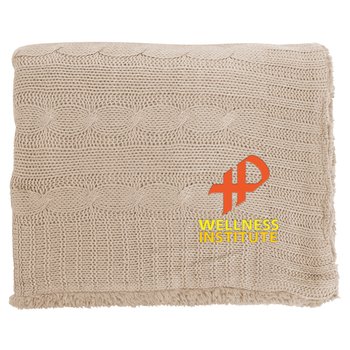 Cable-Knit Sweater Sherpa Blanket - Embroidered Personalization Available from Positive Promotions