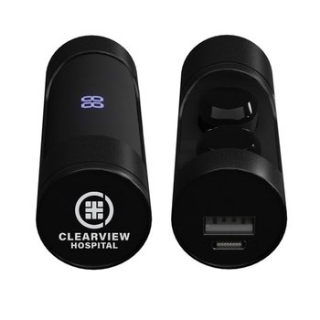 Light Wireless Earbuds & Charging Case - Laser-Engraved Personalization Available from Positive Promotions