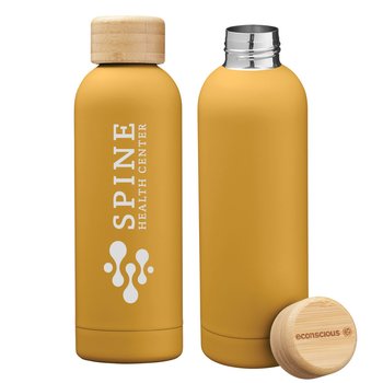 Recycled Stainless Steel Bottle with Bamboo Lid 17 oz. - Personalization Available from Positive Promotions