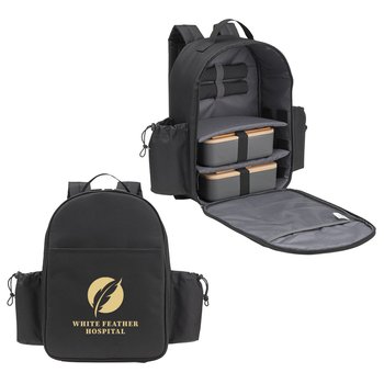 Recycled Bento Picnic Backpack - One-Color Personalization Available from Positive Promotions