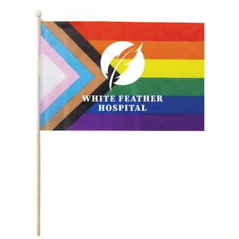 Progress Pride Rainbow Flag - One-Color Personalization Available from Positive Promotions