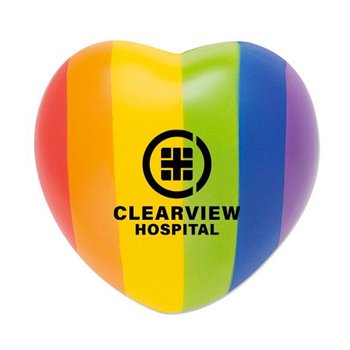 Pride Rainbow Heart Stress Reliever - One-Color Personalization Available from Positive Promotions
