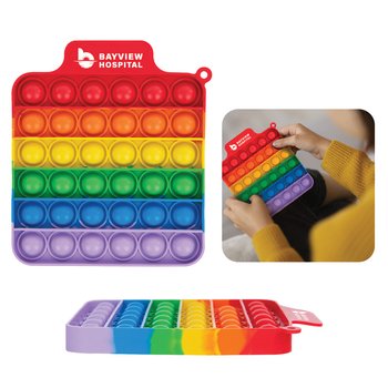 Rainbow Striped Push Pop Stress Reliever Game - Personalization Available from Positive Promotions