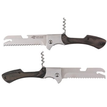 Pocket-Sized Kitchen Multi-Tool with Wood Handle - Laser-Engraved Personalization Available from Positive Promotions