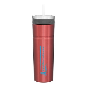 Veil Stainless-Steel Tumbler 20 oz. With Straw - One-Color Personalization Available from Positive Promotions