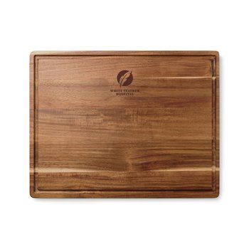 Acacia Wood Carving & Cutting Board Decor Tray - Laser-Engraved Personalization Available from Positive Promotions