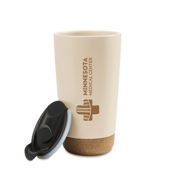 Vida Ceramic Tumbler 16 oz. With Cork Bottom - One-Color Personalization Available from Positive Promotions
