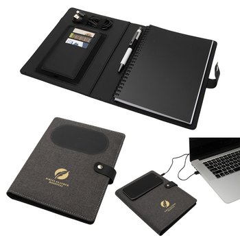 Powerpad Notebook with Wireless Charging Pad - One-Color Personalization Available from Positive Promotions