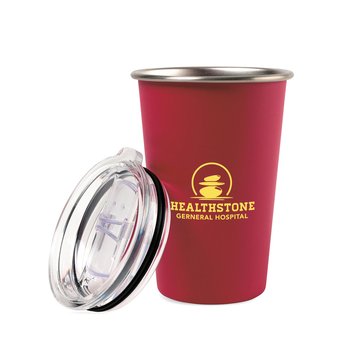 Aries Stainless-Steel Tumbler With Lid 14 oz. - One-Color Personalization Available from Positive Promotions