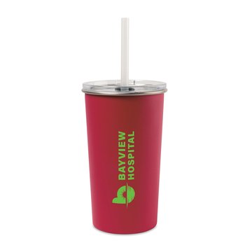Aries Stainless-Steel Tumbler With Straw 20 oz. - One-Color Personalization Available from Positive Promotions