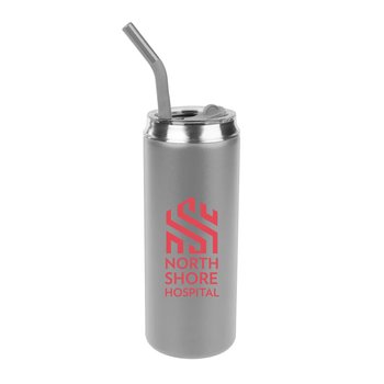 Stainless-Steel Can Tumbler 20-Oz. with Straw - Personalization Available from Positive Promotions