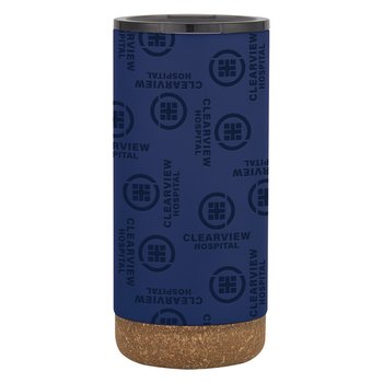 Wraparound Stainless-Steel Tumbler 16-Oz. with Faux-Cork Bottom - Laser-Engraved Personalization Available from Positive Promotions