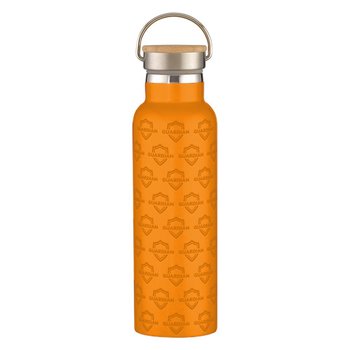 Wraparound Stainless-Steel Water Bottle 21-Oz. with Bamboo Lid - Laser-Engraved Personalization Available from Positive Promotions