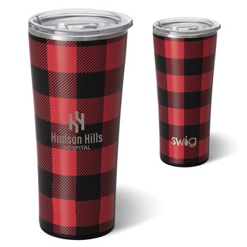 Swig Life Buffalo Plaid Stainless-Steel Tumbler 22-Oz. - Laser-Engraved Personalization Available from Positive Promotions