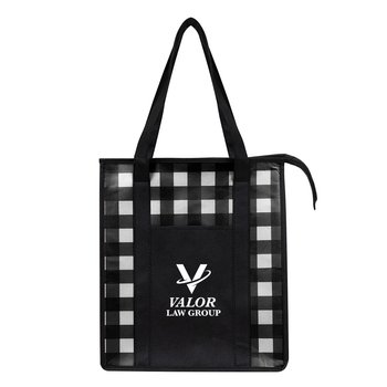 Buffalo Plaid Non-Woven Cooler Tote Bag - Personalization Available from Positive Promotions