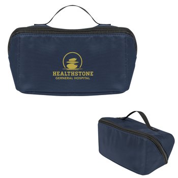 Multifunctional Side-Zip Travel Toiletry Bag - One-Color Personalization Available from Positive Promotions