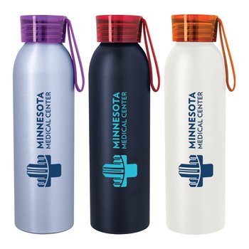 Dawn Aluminum Bottle 22 oz. With Strap - One-Color Personalization Available from Positive Promotions