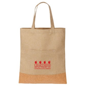 Eco rPET & Cork Tote Bag With Pocket - One-Color Personalization Available from Positive Promotions