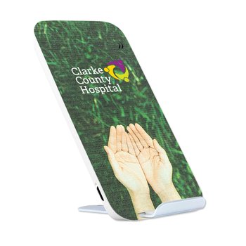 Quick Charge Wireless Charging Phone Stand 10W - Full-Color Personalization Available from Positive Promotions