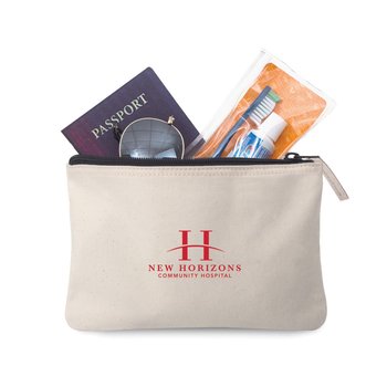 Aubrey Cotton Zippered Pouch - One-Color Personalization Available from Positive Promotions