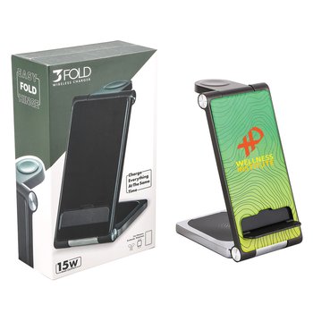 3-in-1 Folding Wireless Charging Stand 15W - Full-Color Personalization Available from Positive Promotions