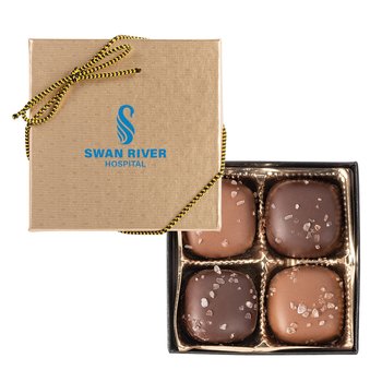 Sea Salt Caramel Gift Box - Box of 4 - One-Color Personalization Available from Positive Promotions