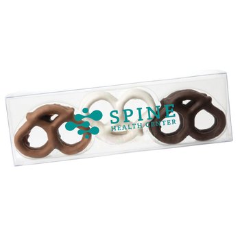 6-Piece Trio of Chocolate Pretzels - One-Color Personalization Available from Positive Promotions
