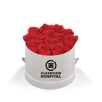 Classique by VeF 13 Small Eternity® Roses in Round Box - One-Color Personalization Available from Positive Promotions