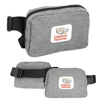 Recycled rPET Sling Belt Bag With Emblem - Full-Color Personalization Available from Positive Promotions