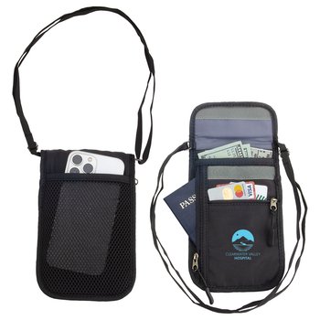 Travel Water-Repellent Safety Neck Organizer Wallet - One-Color Personalization Available from Positive Promotions