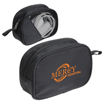 Travel Water-Repellent Tech Organizer Mesh Pouch - One-Color Personalization Available from Positive Promotions