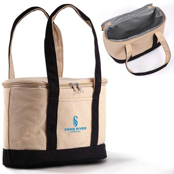 Boater Tote Insulated Cotton Lunch Cooler Bag - One-Color Personalization Available from Positive Promotions