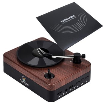 Faux Retro Turntable Wireless Bluetooth® Speaker - Full-Color Personalization Available from Positive Promotions