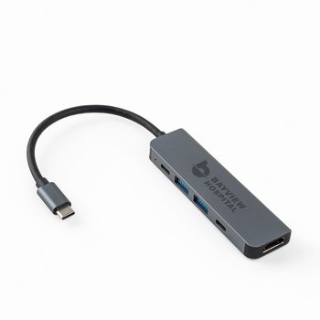 5-in-1 USB-C Data Hub With HDMI Port 100W - Laser-Engraved Personalization Available from Positive Promotions