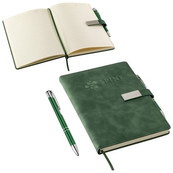 Theory Hardcover Journal With Pen & Magnetic Closure - Debossed Personalization Available from Positive Promotions