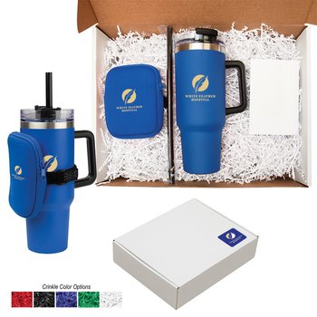 Tumbler With Handle 40 oz. & Zipper Pouch Set - One-Color Personalization Available from Positive Promotions