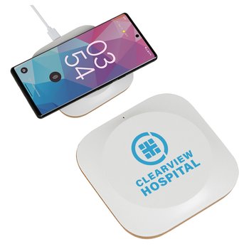 Recycled Plastic/Cork Wireless Fast-Charging Pad 15W - One-Color Personalization Available from Positive Promotions