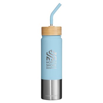 Recycled Stainless-Steel & Bamboo Tumbler 24 oz. With Straw - Laser-Engraved Personalization Available from Positive Promotions
