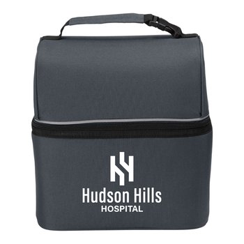 Recycled Water-Repellent Retro 8-Can Cooler Bag - One-Color Personalization Available from Positive Promotions