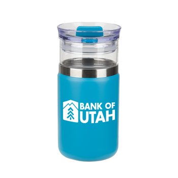 2-in-1 Glass Tumbler/Stainless-Steel Insulated Cooler 12 oz. - One-Color Personalization Available from Positive Promotions