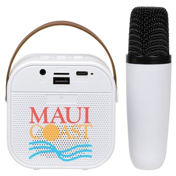 Portable Wireless Karaoke Speaker With Microphone 5W - Full-Color Personalization Available from Positive Promotions