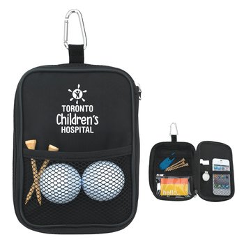 Golf Storage Pouch With Clip - One-Color Personalization Available from Positive Promotions