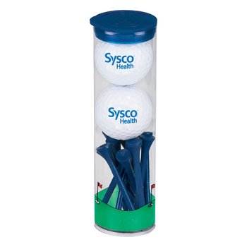 Golf Balls & Tees Tube Kit - One-Color Personalization Available from Positive Promotions